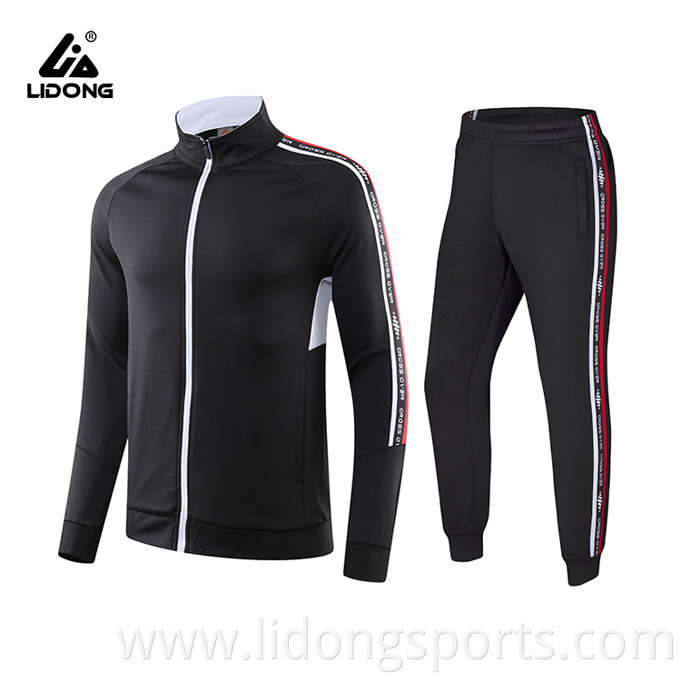 Manufacturer Wholesale Custom Plain Gym Tracksuit Cotton Splice Color Mens Tracksuit